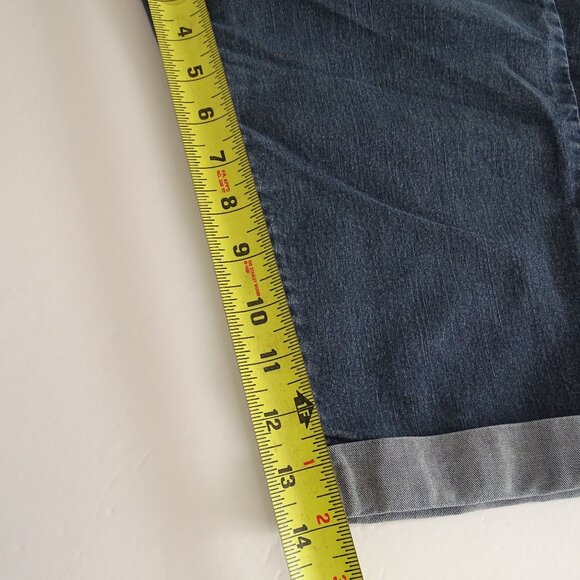 City Streets Blue Bermuda Crop Denim Jean Shorts Juniors Size 13 Cuffed Hem - Picture 9 of 12